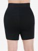 Plus Size & Curve Lace Panel Crisscross Biker Shorts -  