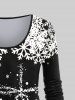 T-shirt de Noël à Imprimé Bonhomme de Neige et Flocon de Neige de Grande Taille - Noir 2X | US 18-20