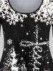 T-shirt de Noël à Imprimé Bonhomme de Neige et Flocon de Neige de Grande Taille - Noir 5x | US 30-32