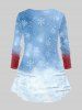 T-shirt Ombré à Imprimé Chat et Flocon de Neige de Grande Taille à Manches Longues - Bleu clair 4X | US 26-28