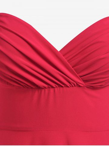 Plus Size Sweetheart Neck Ruched Bust Vintage Pin Up Dress