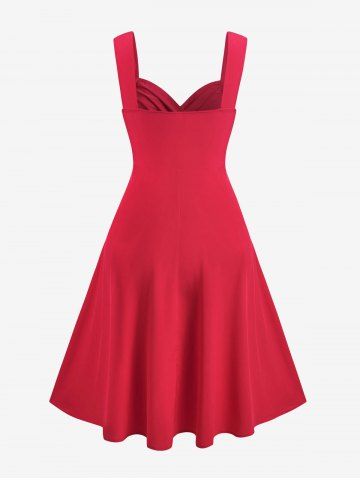 Plus Size Sweetheart Neck Ruched Bust Vintage Pin Up Dress