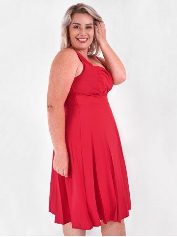 Plus Size Sweetheart Neck Ruched Bust Vintage Pin Up Dress