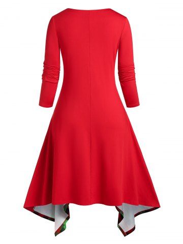 Plus Size Plaid Asymmetric Midi Dress