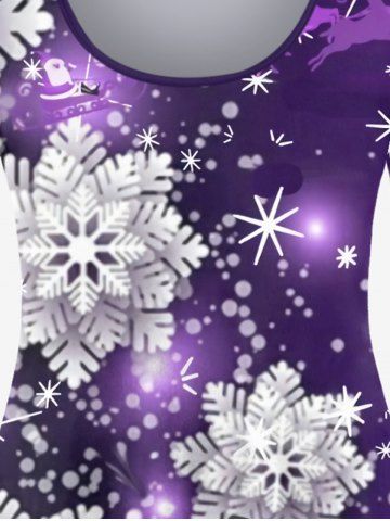Plus Size Christmas Snowflake Snowman Print T-shirt