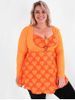 Plus Size Heart Print O Ring Faux Twinset Tee -  