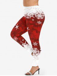 Plus Size Christmas Snowflake Printed Skinny Leggings -  