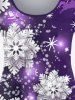 T-shirt de Noël à Imprimé Bonhomme de Neige et Flocon de Neige de Grande Taille - Pourpre  L | US 12