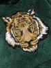 Tiger Embroidered Fluffy Hoodie -  