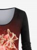 T-shirt Manches Longues à Imprimé Papillon et Fleurs Grande-Taille - Rose clair 5x | US 30-32