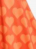 Plus Size Heart Print O Ring Faux Twinset Tee -  