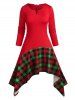 Plus Size Plaid Asymmetric Midi Dress -  