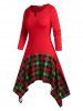 Plus Size Plaid Asymmetric Midi Dress -  