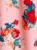 Plus Size Off The Shoulder Lace Up Floral Print Blouse -  