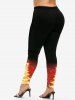 Plus Size 3D Sparkles Christmas Tree Printed Skinny Leggings -  