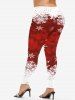 Plus Size Christmas Snowflake Printed Skinny Leggings -  