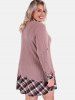 Plus Size Faux Two Pieces Plaid Panel Sweater -  