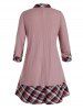 Plus Size Faux Two Pieces Plaid Panel Sweater -  