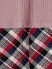 Plus Size Faux Two Pieces Plaid Panel Sweater -  