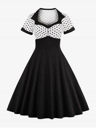 Plus Size Vintage Polka Dot 1950s Pin Up Dress