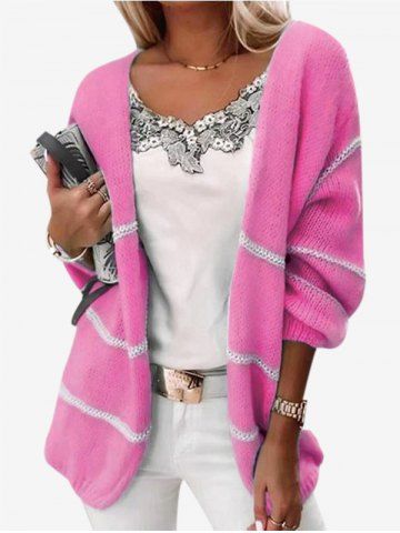 Cárdigan Talla Extra Color Bloque Estampado Cruces Frontal - LIGHT PINK - 3XL