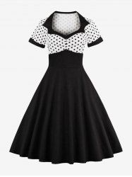 Plus Size Vintage Polka Dot 1950s Pin Up Dress -  