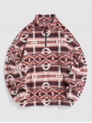 Ethnic Tribal Aztec Printed Fluffy Sweatshirt -  