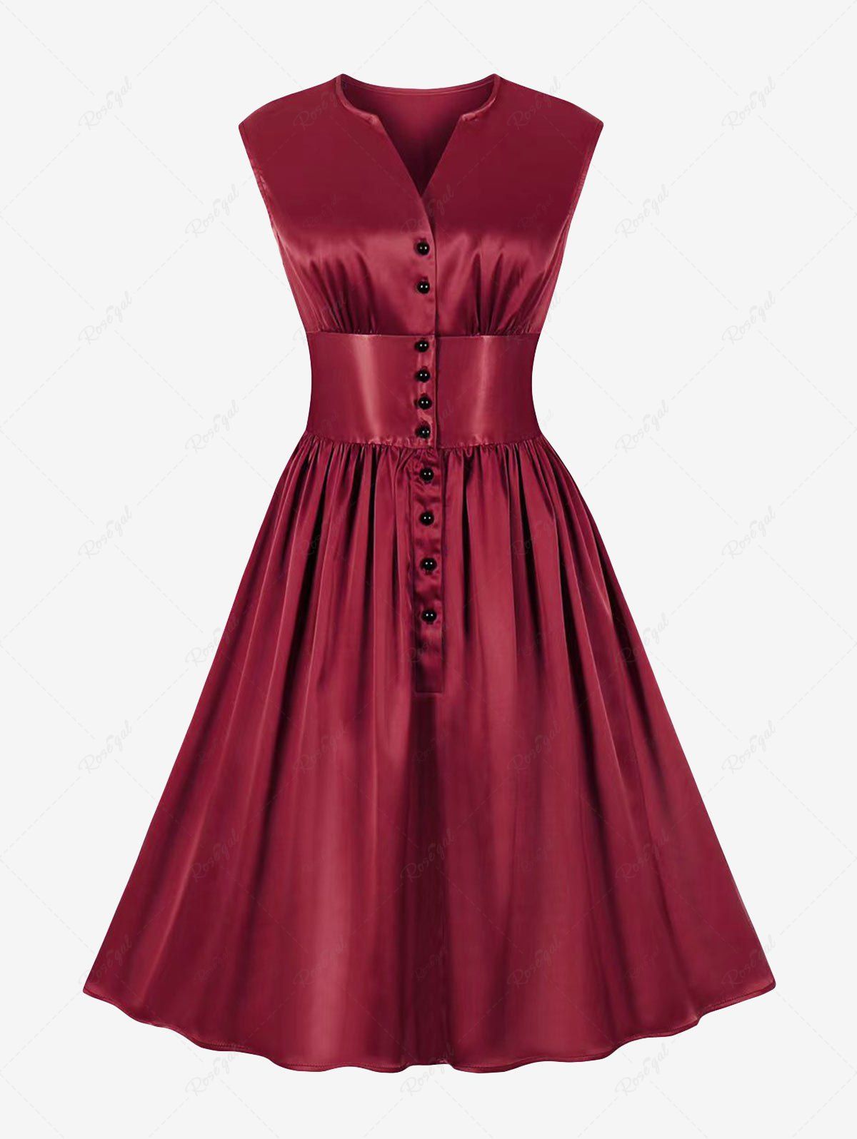 Buy Plus Size Half Button Corset Waist Vintage 1950s Pin Up Dress  