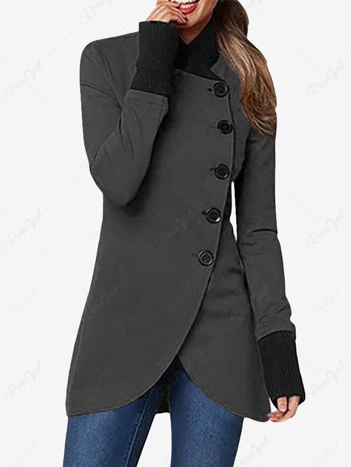 Cheap Plus Size Contrast Trim Single Breasted Coat  