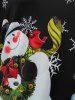 Christmas Skew Neck Snowman Santa Claus Sweatshirt and Wide Waistband Plaid Zipper Pants Plus Size Outerwear Outfit -  