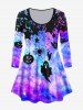 Halloween Galaxy Pumpkin Ghost Print Tee and Glitter Light Leggings Outfit -  