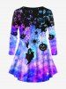 Halloween Galaxy Pumpkin Ghost Print Tee and Glitter Light Leggings Outfit -  