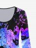Halloween Galaxy Pumpkin Ghost Print Tee and Glitter Light Leggings Outfit -  