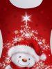 T-shirt à Imprimé Cadeau et Bonhomme de Neige de Noël Grande Taille - Rouge L | US 12
