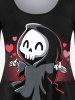 T-Shirt à Manches Longues à Imprimé Fantôme et Crâne D'Halloween - Noir 