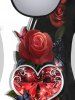 Plus Size Colorblock Heart Rose Print Tee -  