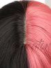 Black and Pink Two Tone Color Full Bangs Long Natural Wavy Halloween Synthetic Wig (Excluding Accessories) -  