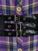 Plus Size Roll Up Sleeve Plaid Handkerchief Midi Dress with Corset Belt -  