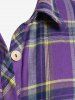 Plus Size Roll Up Sleeve Plaid Handkerchief Midi Dress with Corset Belt -  