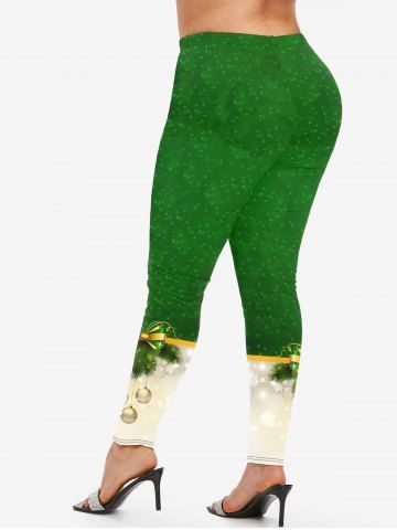 Plus Size Christmas Tree Bowknot Ball Print Leggings