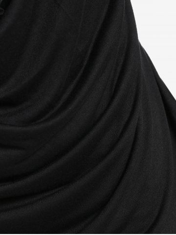 Plus Size Draped Cowl Front Two Tone 2 in 1 Tee and High Rise Pencil Jeans Outfit