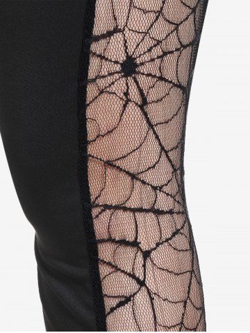 Gothic Spider Web Lace Panel Pull On Pants