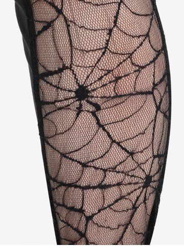 Gothic Spider Web Lace Panel Pull On Pants
