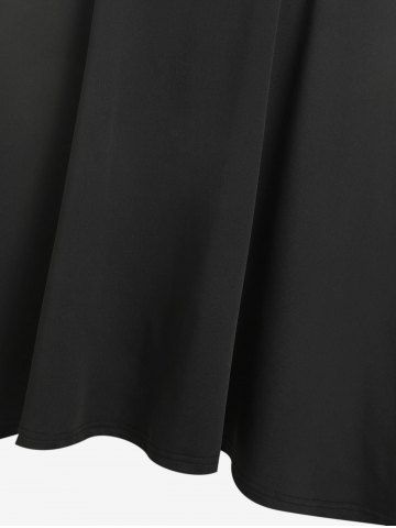 Harness Cutout High Low Solid A Line Midi Gothic Dress