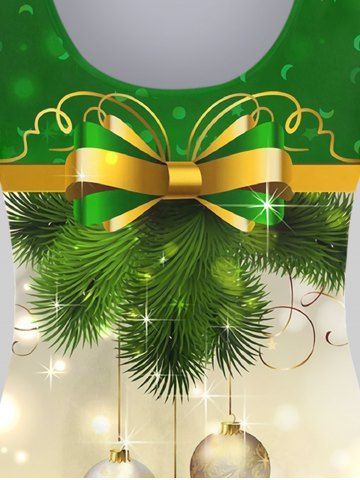 Plus Size Christmas Tree Bowknot Ball Print T-shirt