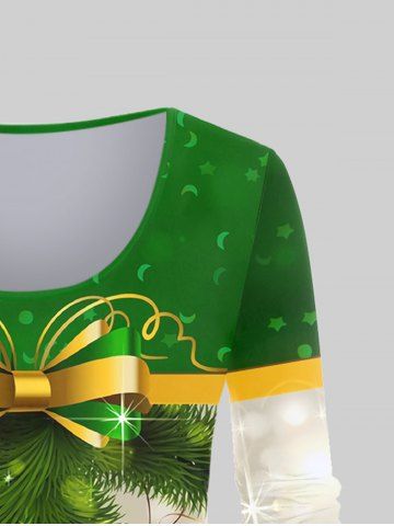 Plus Size Christmas Tree Bowknot Ball Print T-shirt