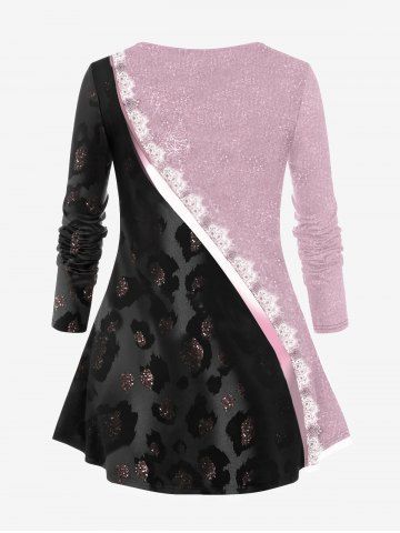 Plus Size 3D Lip Rose Butterfly Printed Long Sleeves Tee