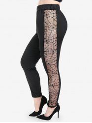 Gothic Spider Web Lace Panel Pull On Pants -  