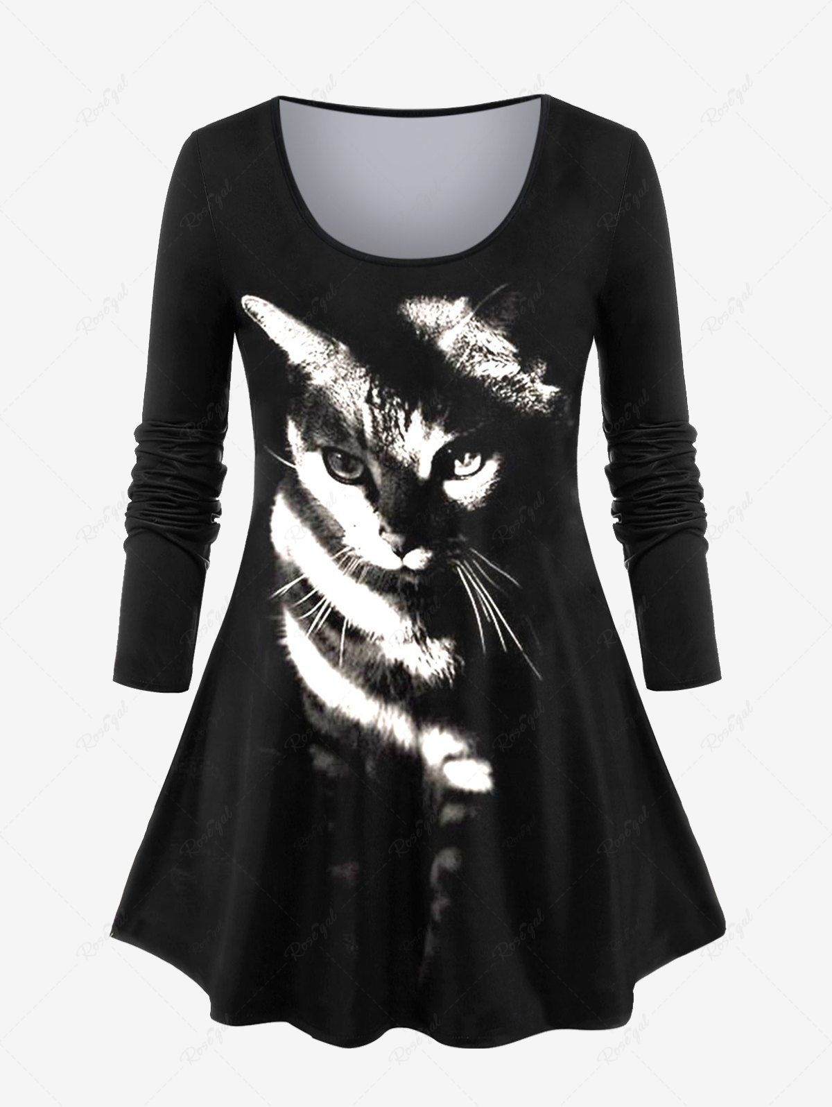 Trendy Plus Size Cat Print T-shirt  