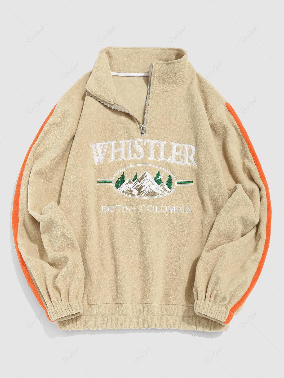 Shops Letter Embroidery Contrast Patch Polar Fleece Sweatshirt  